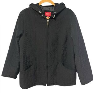 ESPRIT Textured Utility Jacket L 22” p2p Black Vintage 1990-2000 NWOT